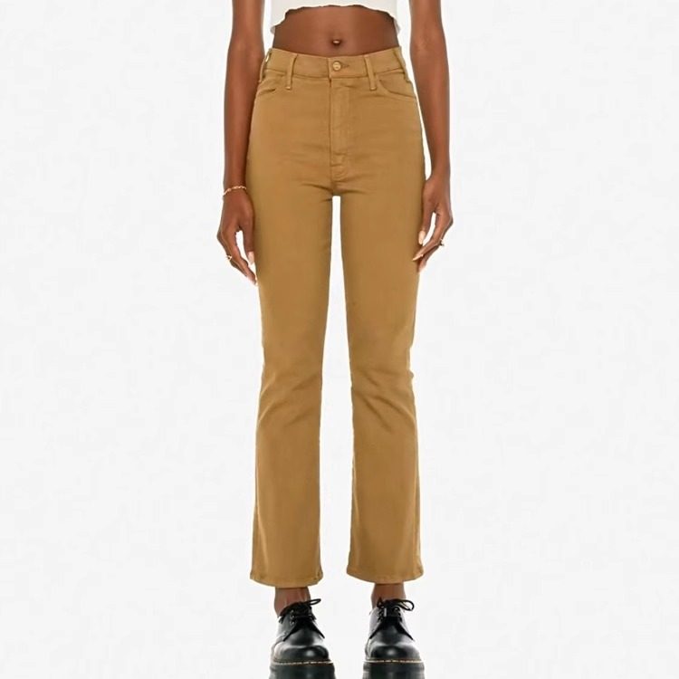 巨显瘦mo25春新款简约卡其色高腰弹力复古小直筒牛仔裤9分气质,淘宝优惠券,粉丝福利购,淘宝优惠卷