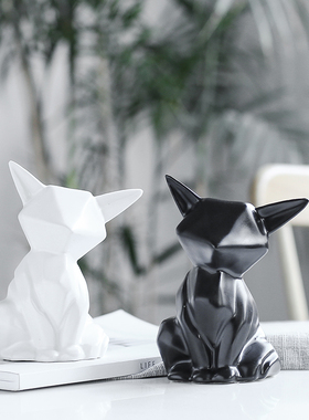 南笙现代简约陶瓷北欧风狐狸摆件