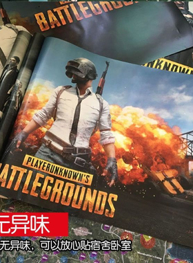 和平精英地图海报PUBG绝地求生吃鸡游戏新版荣都网吧自粘壁纸墙贴