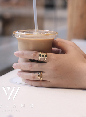 个性开口戒指天然绿玉髓