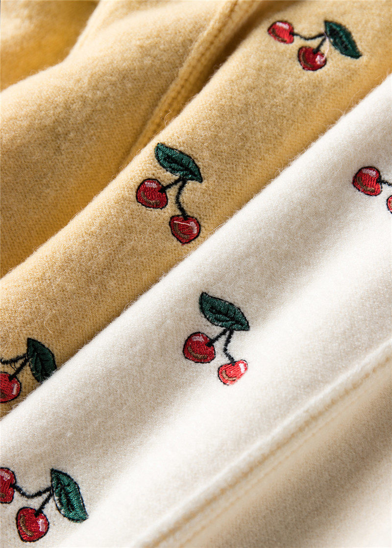 针织短款2020秋冬新款樱桃刺绣开衫 优之岚毛衣