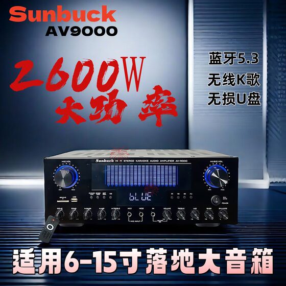 山宇AV9000同轴功放机15寸大功率蓝牙KTV舞台音响卡侬专业功放