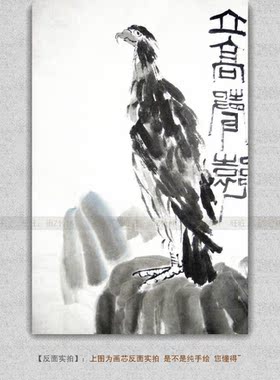 手绘国画鹰石齐白石花鸟草虫册页