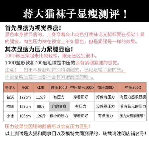 蒋大猫1000D紧身显瘦春外穿黑色塑形厚打底秋冬天压力加绒连裤袜 - 图1