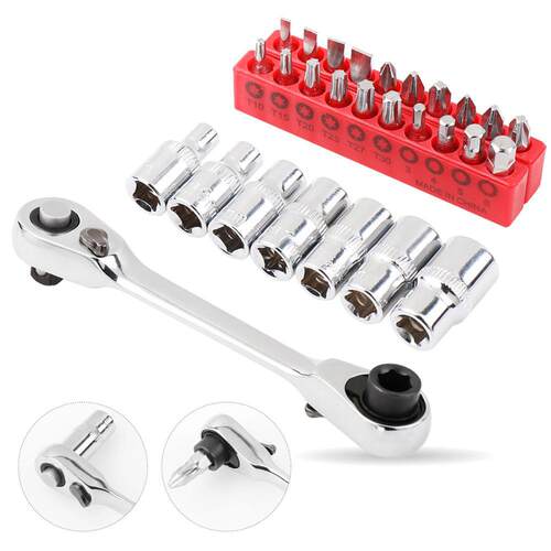 Mini 1/4 inch Double Ended Quick Socket Ratchet Wrench Rod S - 图1