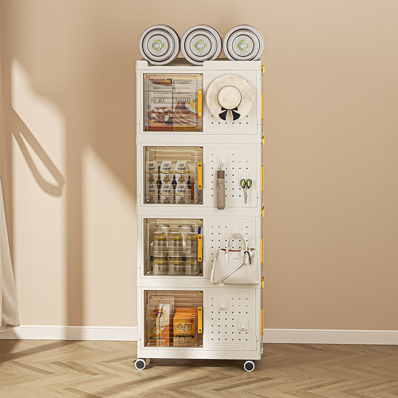 Trolley multi-layer student storage rack bathroom storage box book storage box hole plate pulley storage storage