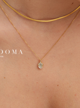 Fedoma椭圆珍珠贝母法式边框项链