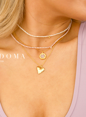 Savi同款珍珠贝母纹理圆牌项链