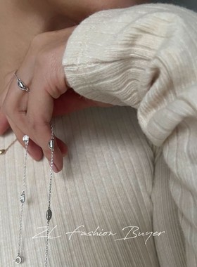 阿Sa同款咖啡豆雕刻纹理锁骨链