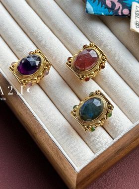 现货LA2L法国椭圆大号宝石镶嵌纯手工雕刻复古高级戒指POUR TOI