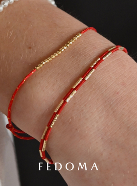 官方授权Fedoma本命年好运红色丝线K金串珠高级小众手链 25SS新款