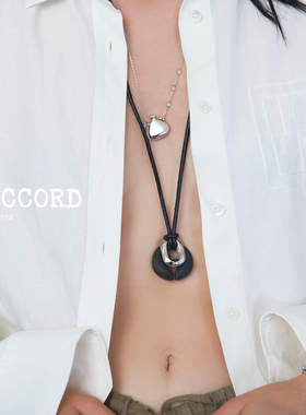 DACCORD黑檀木皮绳长款项链
