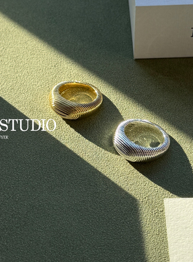 现货Lie Studio螺旋纹理椭圆立体丹麦极简风高级戒指官方授权