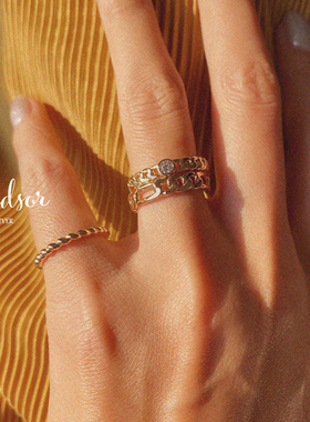 温莎链条三层组合戒指套装