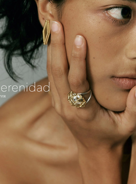 现货La Serenidad菱形网格银球双层磨砂肌理戒指丝巾扣官方授权