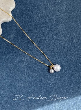 Fedoma白色灰色珍珠吊坠项链