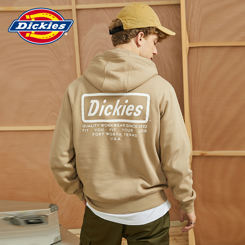 Dickies连帽卫衣男士帝客春春新品撞色后背印花抓绒长袖套头上衣 - 图2