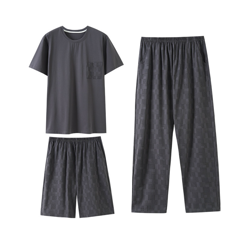 男士夏季纯棉短袖长裤男款睡衣 芬诗漫睡衣/家居服套装