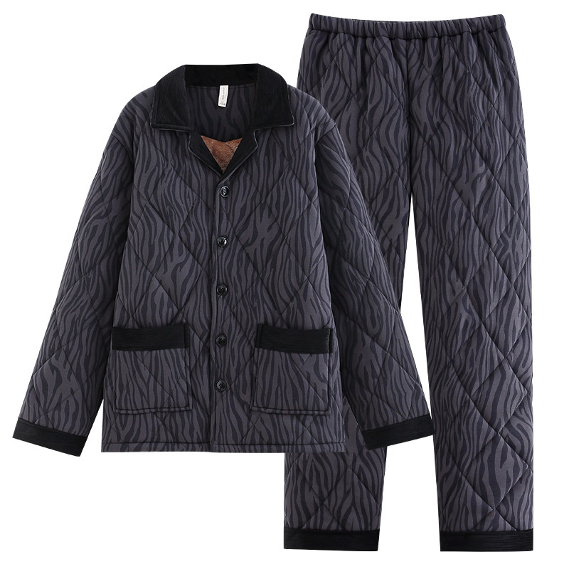 睡衣男士冬季三层纯棉夹棉加厚加绒秋冬款保暖冬天大码家居服套装,淘宝优惠券,粉丝福利购,淘宝优惠卷