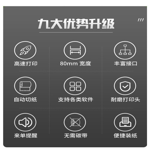 芯烨XP-D230H/C260M热敏打印机80MM网口厨房打印机C300H餐饮菜单水单后厨打印前台收银小票自动切纸声光报警 - 图2