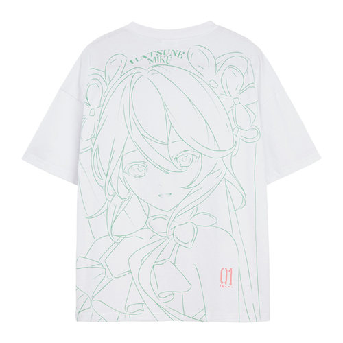 moeyu初音未来生如夏花夏季短袖T恤女miku圆领上衣宽松二次元周边 - 图3