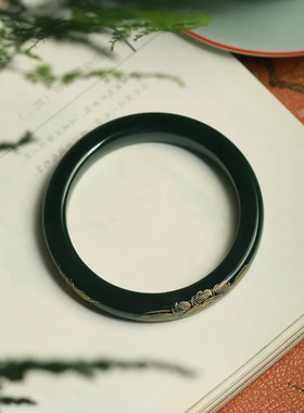 天然新疆和田玉塔青玉手镯美人条