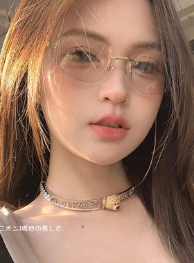 无框墨镜防紫外线辣妹美式