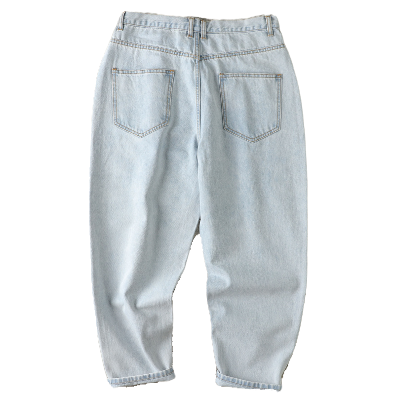 商场撤柜原售525元!重工水洗磨白夏季浅色宽松直筒牛仔裤男九分裤,淘宝优惠券,粉丝福利购,淘宝优惠卷