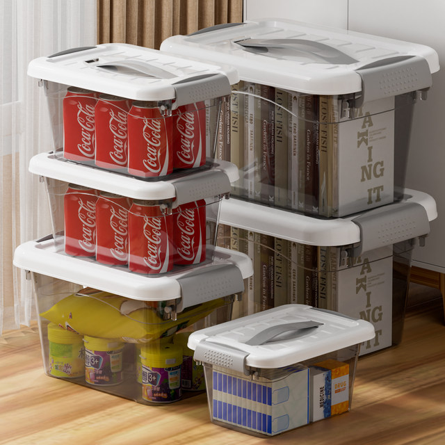 High transparent plastic storage box, handheld fish and turtle raising box, toy snack storage box, household kitchen storage box
