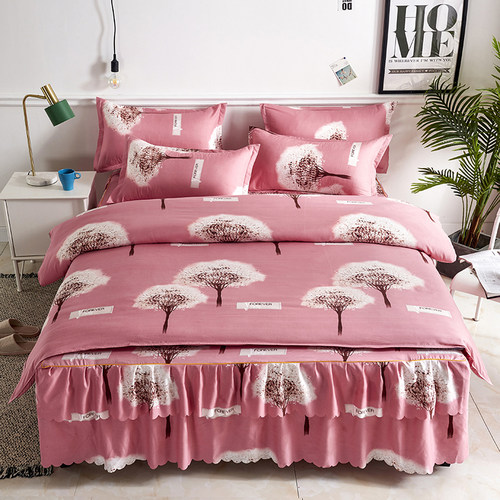 韩式席梦思防滑床裙四件套床群被套床罩4件套1.5m1.8米2m床上用品 - 图1