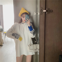 Big Code Sweatshirt Woman Loose Korean version bf Lazy Wind 2023 Early Spring Long Sleeves of Long sleeves Tide Round Collar Blouses