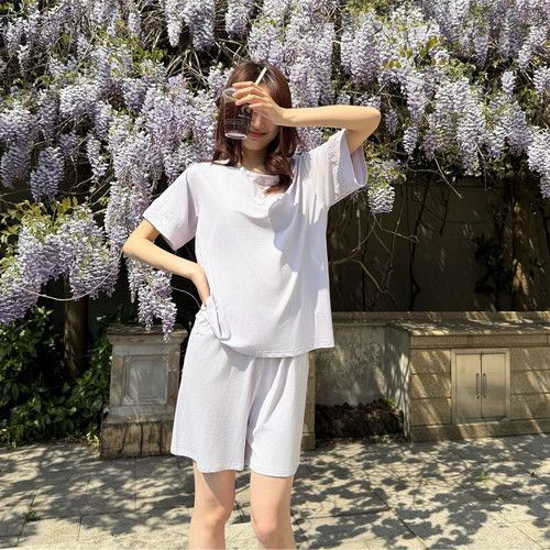 米图SILK神仙好货! 桑蚕丝精梳棉裸感睡衣家居服女两件套装短长袖 - 图3