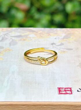灵隐招财转运双环转云绳结戒指小众设计感开口戒指景区文创礼品