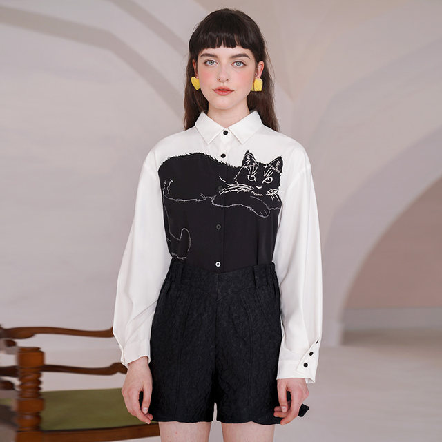 Kamo original contrast color patchwork shirt