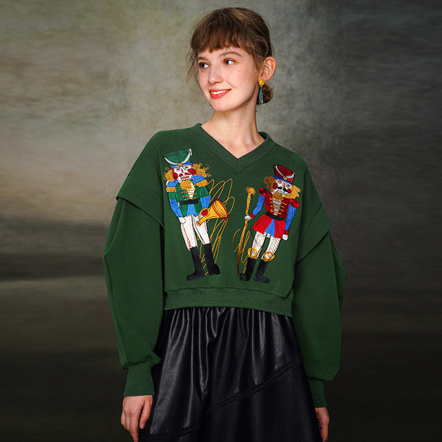 Kamo original V-neck top sweatshirt autumn and winter