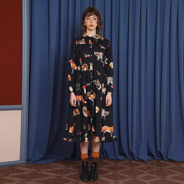 Original French vintage print dress