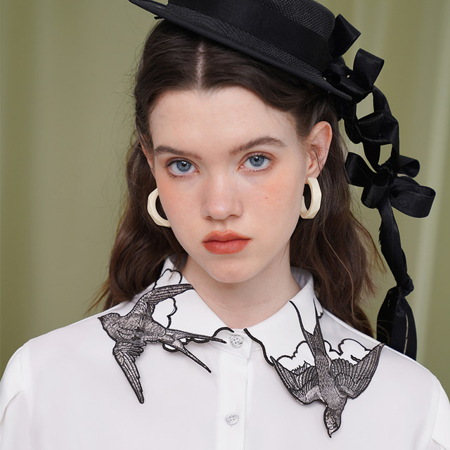 Kamo original swallow embroidered collar shirt