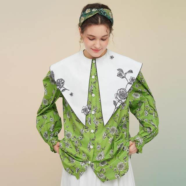 New Chinese style round neck button top