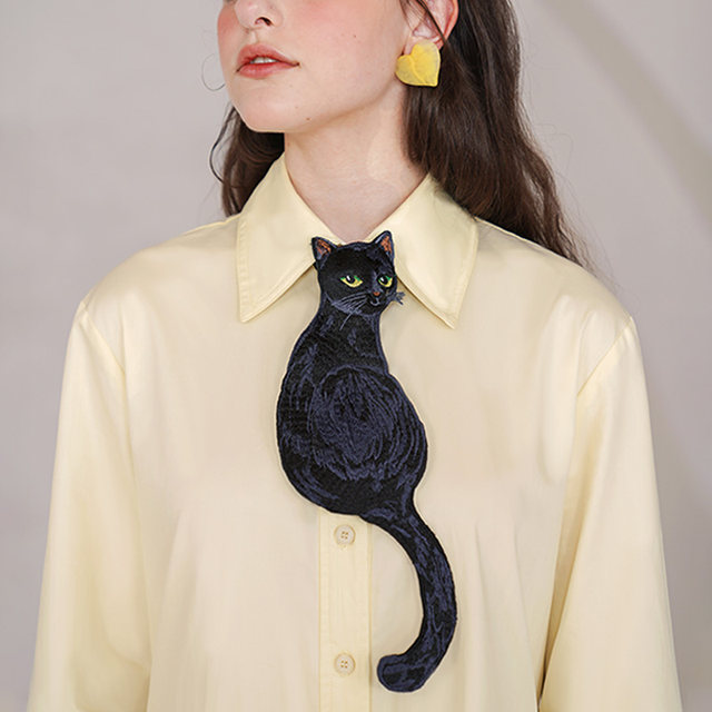 Kamo original black cat series tie