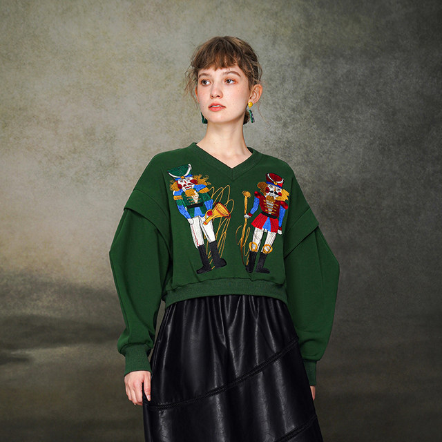 Kamo original V-neck top sweatshirt autumn and winter