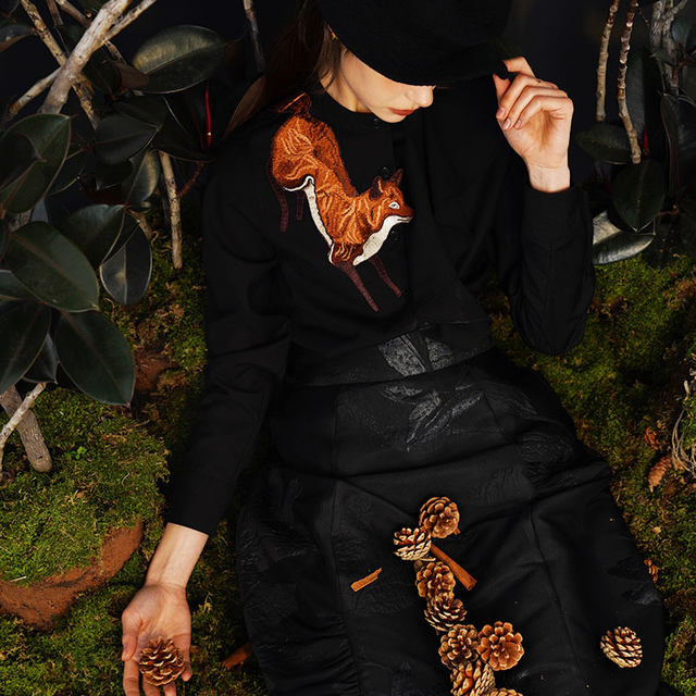 Kamo Original Zihu Story Heavy Industry Embroidered Stand Collar Cotton