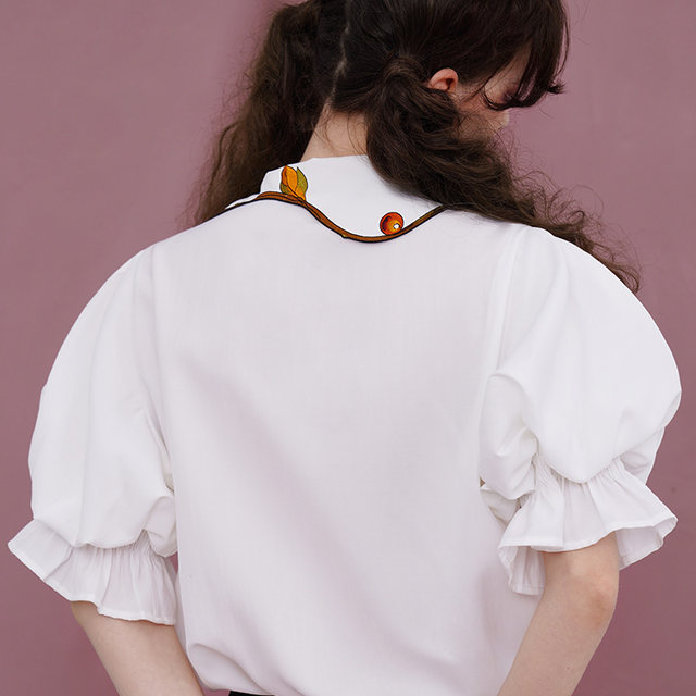 Coffee loose original retro buttoned short sleeves