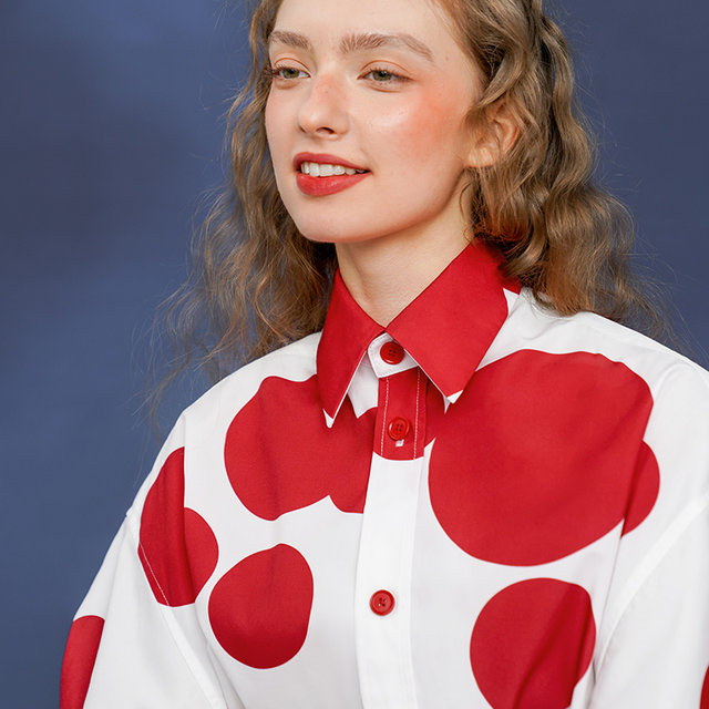 Kamo original retro style long sleeves polka dots