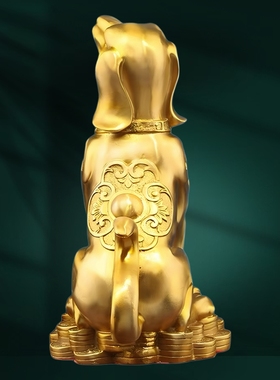纯黄铜狗摆件西北缺角生肖狗