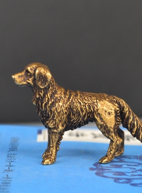 吉祥实心小金毛站立旺财狗摆件