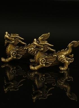 吉祥黄铜麒麟貔貅摆件招财送福