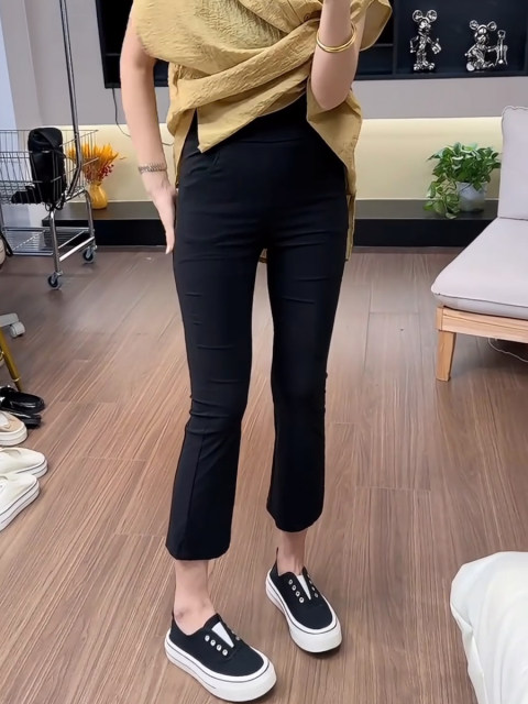 ເອີຣົບແປດຈຸດ micro-flare pants facial mask pants pants ຫນັງເຈ້ຍສໍາລັບແມ່ຍິງ