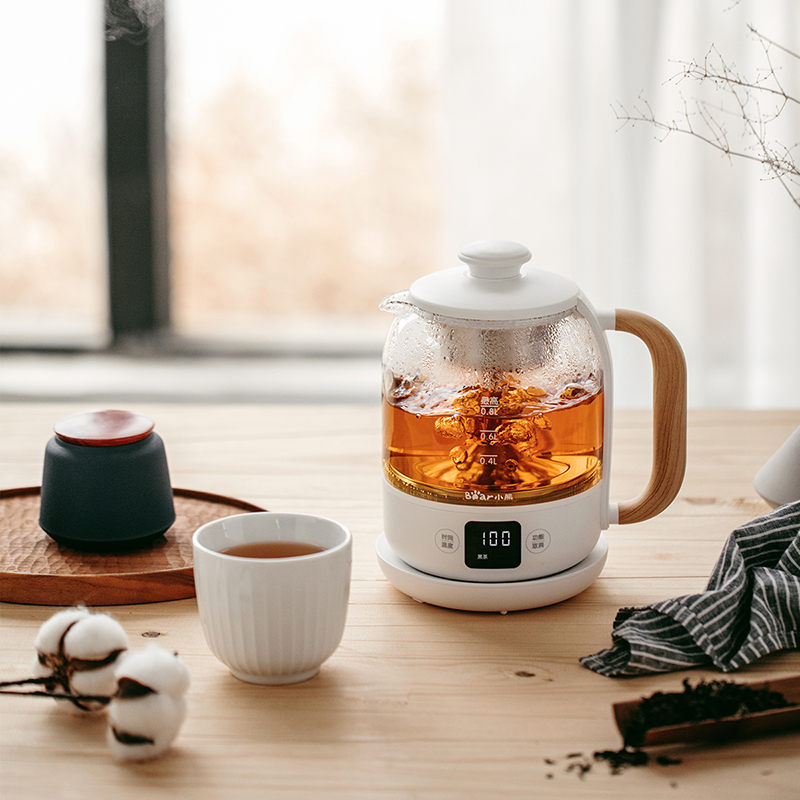 小熊煮茶器喷淋式养生壶全自动家用蒸汽黑茶蒸茶器小型玻璃花茶壶 - 图0