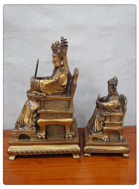 飞龙纯黄铜武爷五龙王广济龙王财爷铜像佛像家居摆件