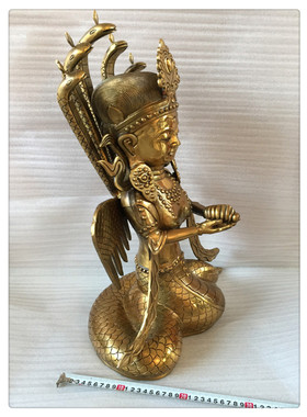 飞龙纯铜女娲娘娘像蟒蛇真身像铜像工艺品家居桌面摆件